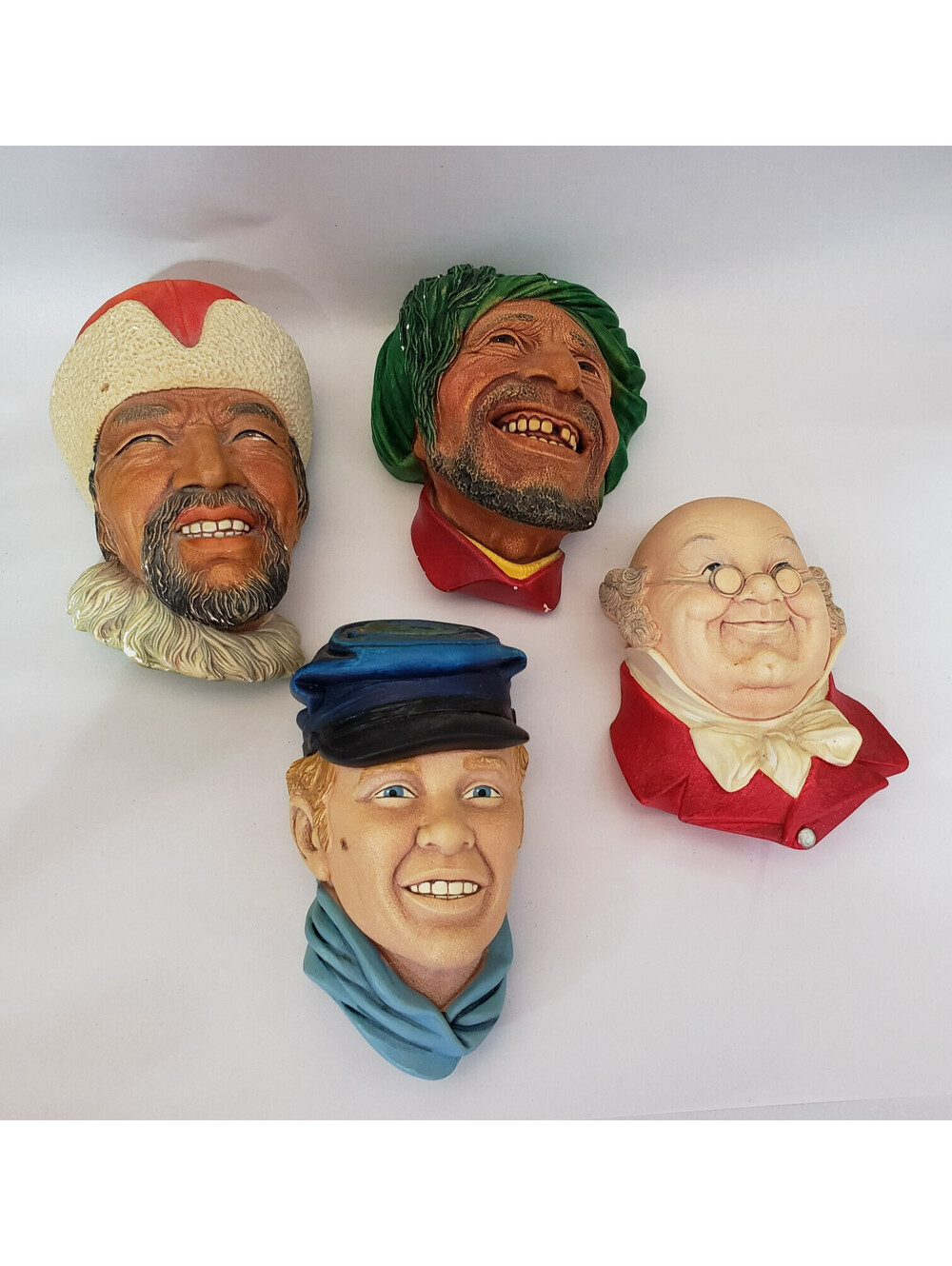 Vintage Bossons Chalkware Head Figures Wall Hanging England Lot of 4
